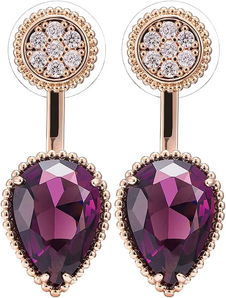 Teardrop Crystal Dangle Earrings for Women Rose Glod Plated Jewelry