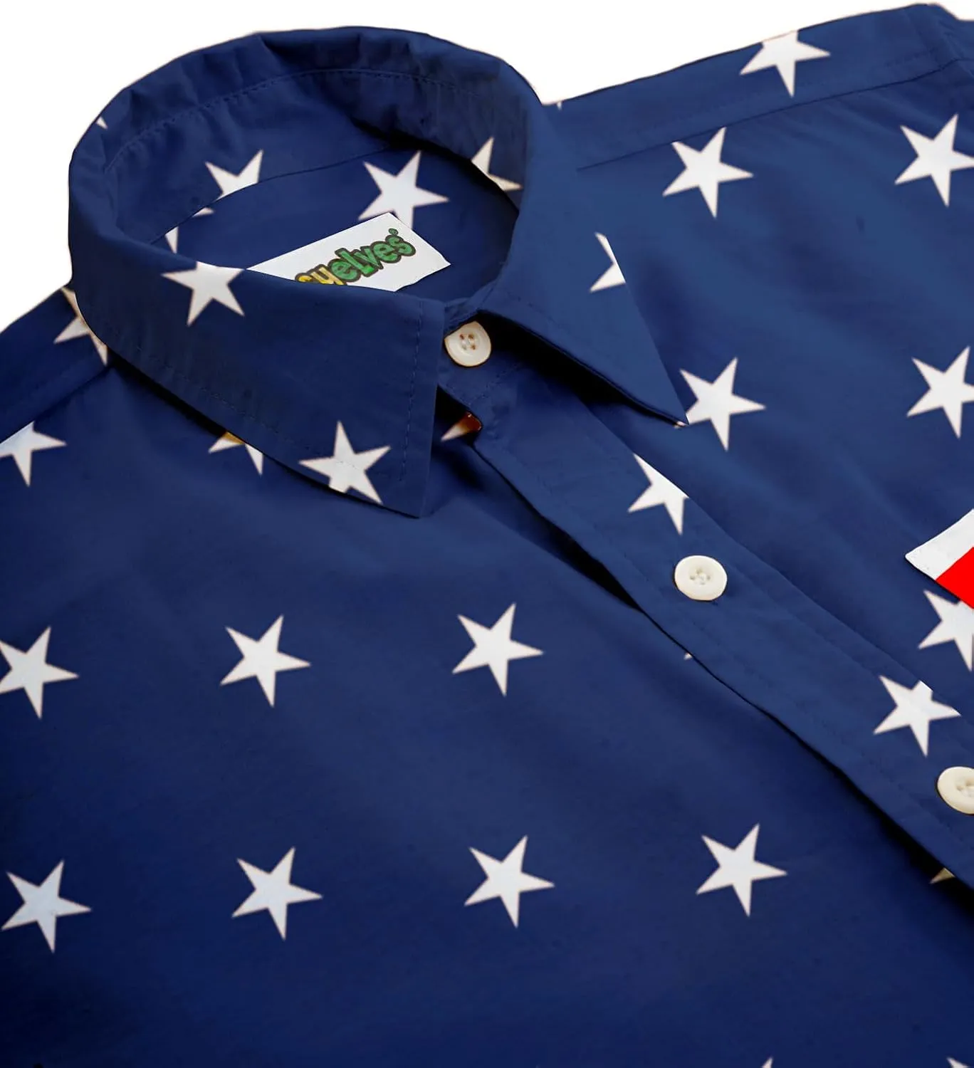 Tipsy Elves Patriotic Shirts for Men - USA Short Sleeve Button Up American Flag Shirts for Men for 4th of July