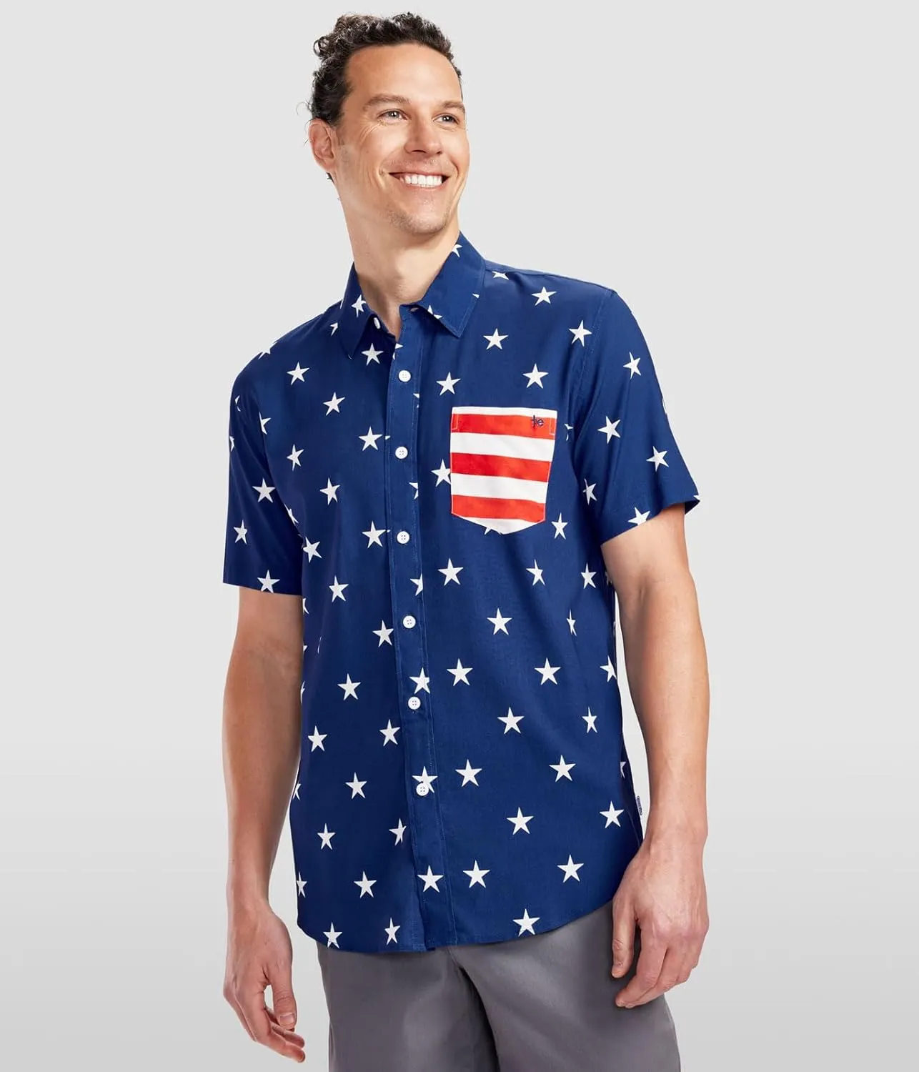 Tipsy Elves Patriotic Shirts for Men - USA Short Sleeve Button Up American Flag Shirts for Men for 4th of July