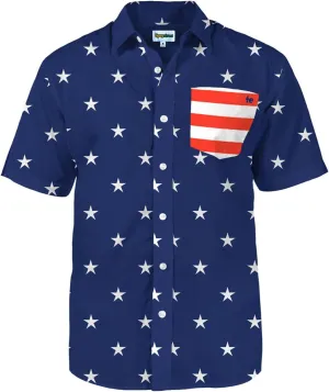 Tipsy Elves Patriotic Shirts for Men - USA Short Sleeve Button Up American Flag Shirts for Men for 4th of July