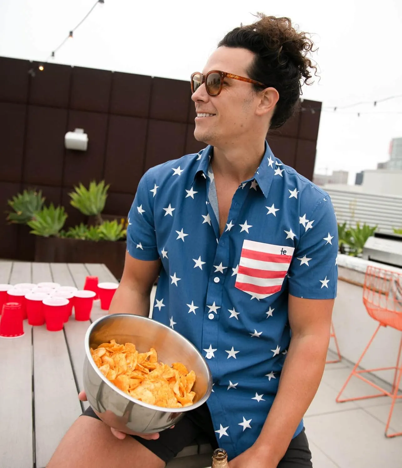 Tipsy Elves Patriotic Shirts for Men - USA Short Sleeve Button Up American Flag Shirts for Men for 4th of July