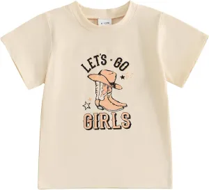 Toddler Baby Girls Western Cowgirl T-Shirt Kids Short Sleeve Funny Rodeo Graphic Summer Tee Tops