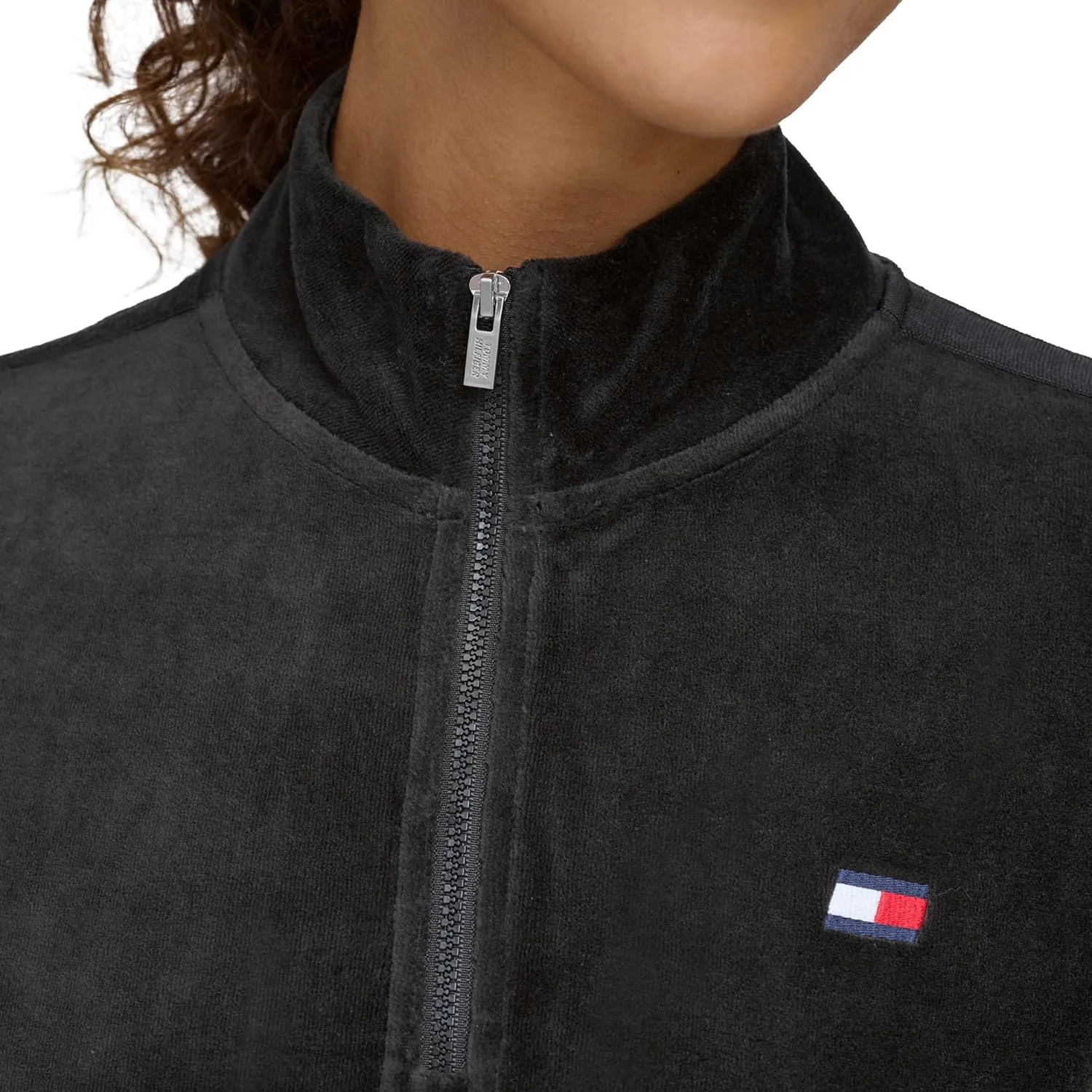 Tommy Hilfiger Womens Cropped Velour Sweatshirt