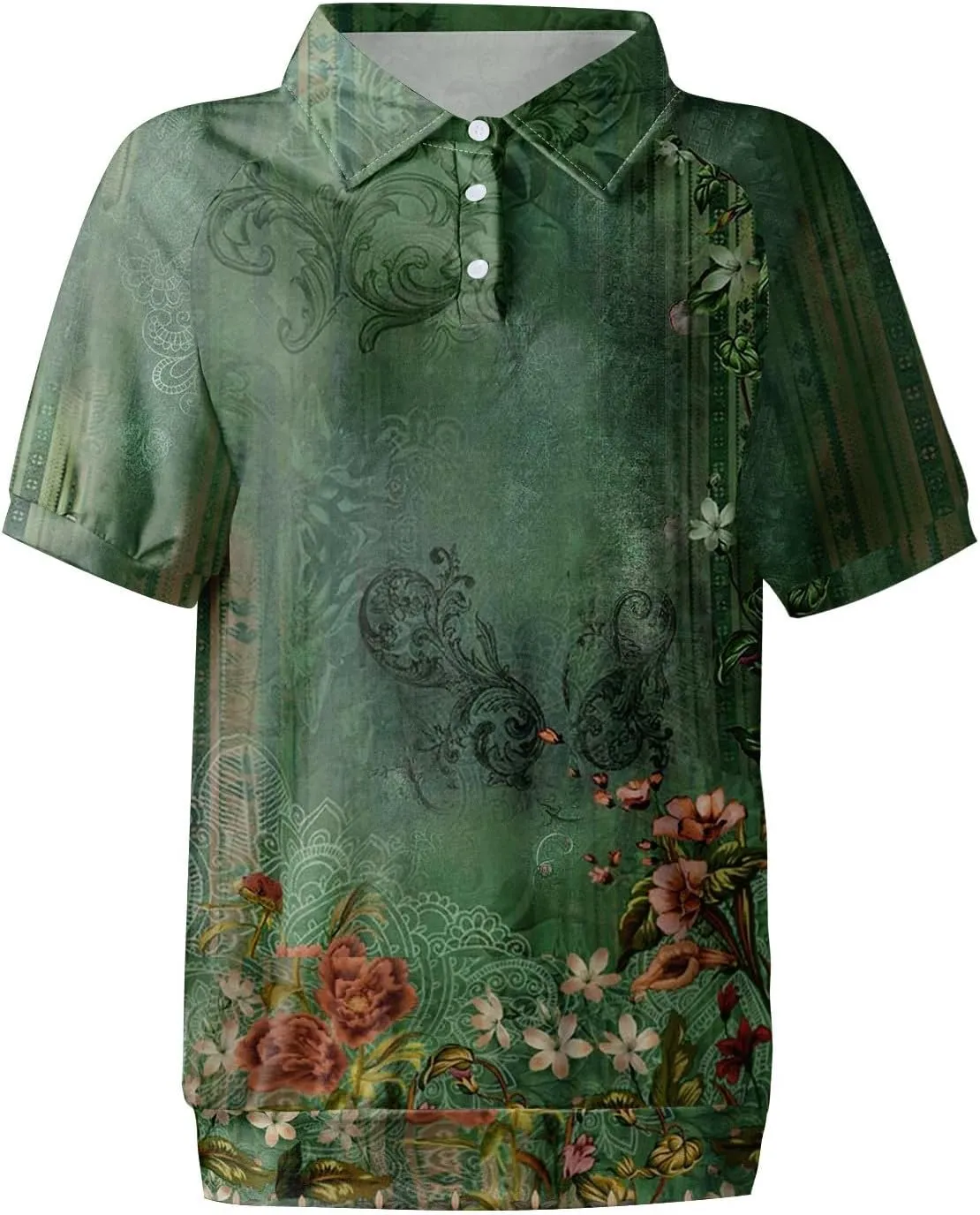 Tops for Women Trendy Short Sleeve Vacation Outfits Blouses Casual Summer Collared Shirts Polo Banded Hem