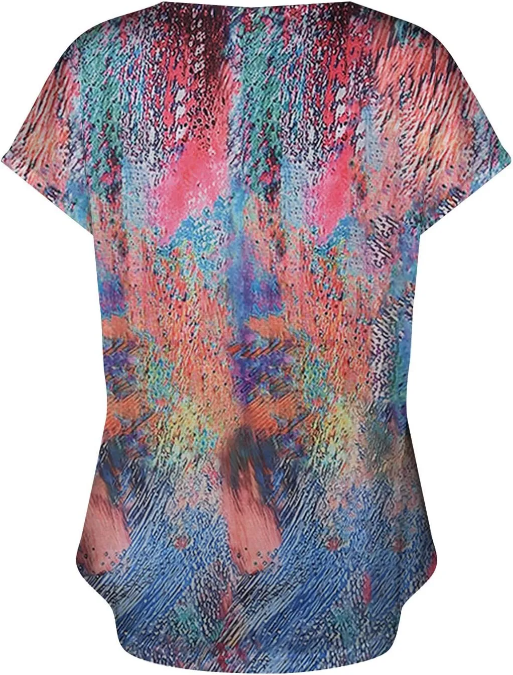 Tops for Womens Plus Size Short Sleeve Casual Pullover V Neck Fashion Blouse Tees 2024 Summer Button Printed T Shirt