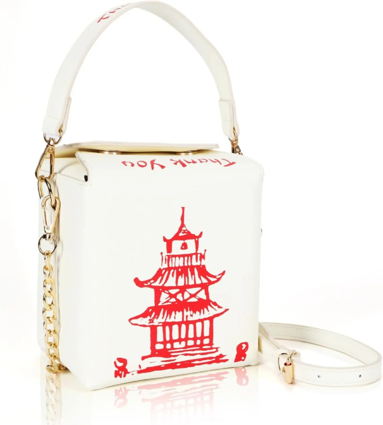 Tower Print Crossbody Bag Chinese Takeout Box Purse for Women Tote Bag Shoulder Handbags