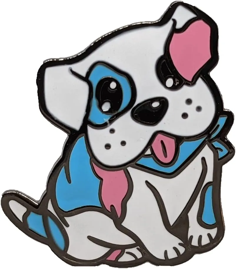 Trans Pride Puppy Dog Hard Enamel Pin in Transgender LGBT  Flag Colors | Subtle Pride Jewelry