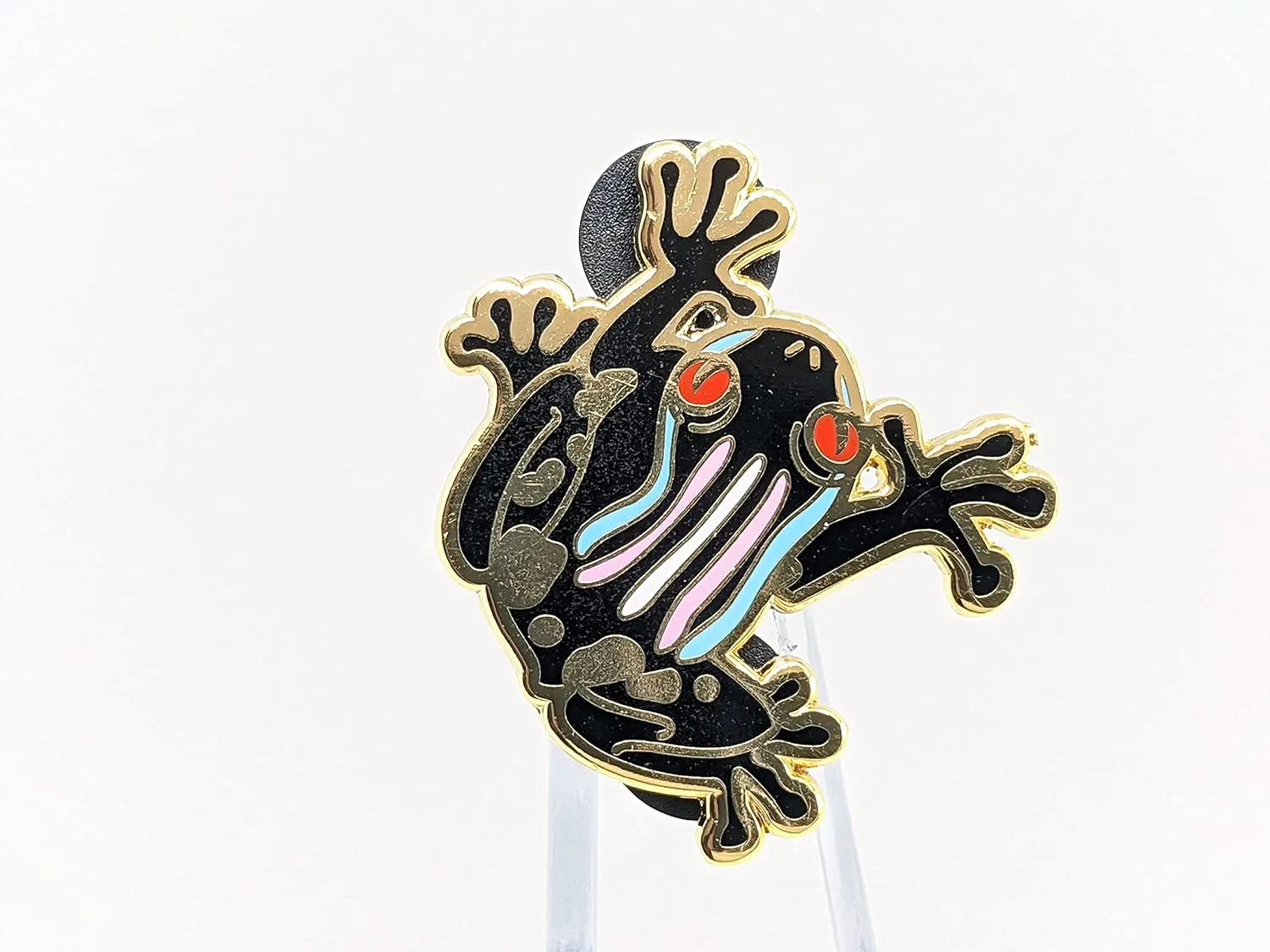 Transgender Frog Pin | Trans Pride Tree Frog Enamel Pin in Subtle LGBT Transgender Flag Colors | Subtle Pride Jewelry | Gay Frog Pin