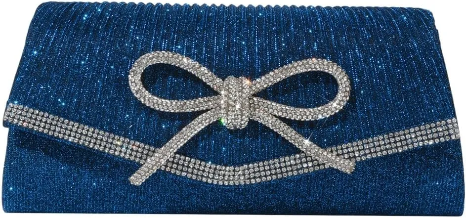 Trendy Bow Evening Bag for Women Shiny Clutch Purses Glitter Rhinestone Wedding Prom Party Clutch Bags Dressy Handbags