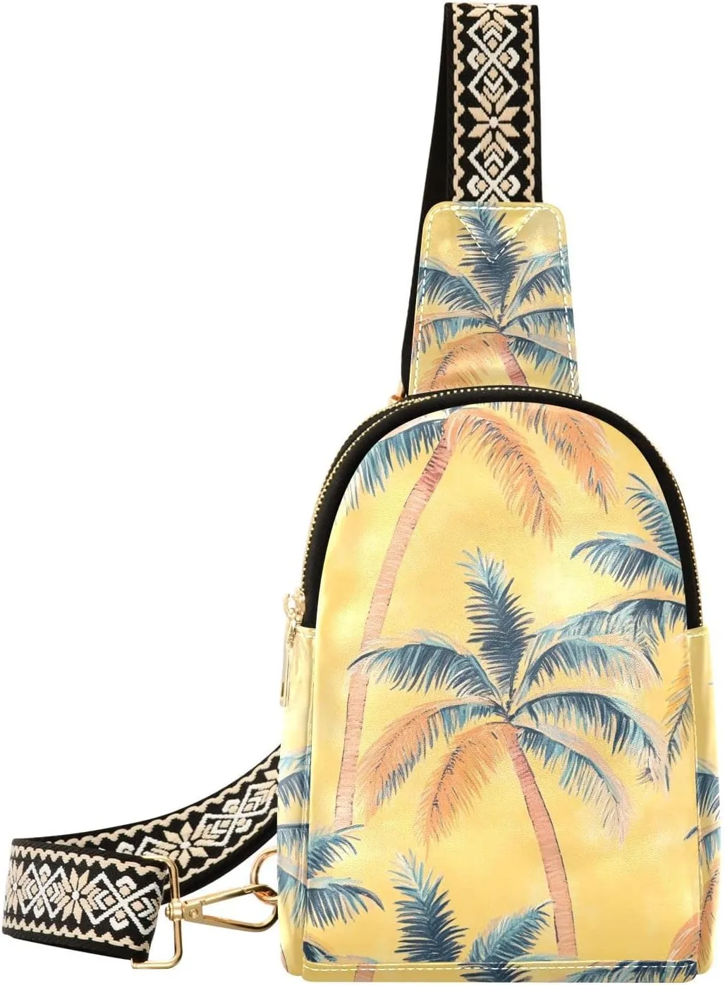 trendy Tropical Plants Yellow leather fanny pack waterproof fanny pack crossbody bags for day pack