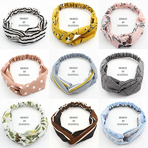 Tvoip 9 Pieces Multicolor Twist Bow Wire Headbands Wrap Hair Accessory Hairbands for Women and Girls(Random Color)