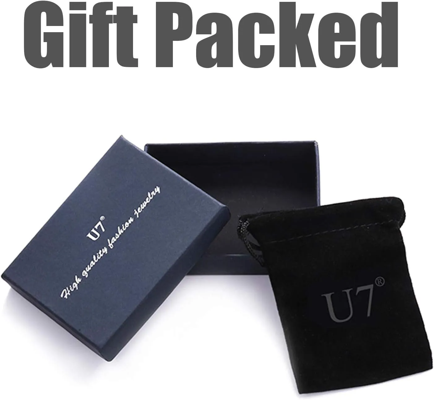 U7 Men Crucifix Cross Pendant with Chain Baptism Christian Jewelry Stainless Steel/18K Gold Antique Jesus Necklace, Gift Packed,Length 22"