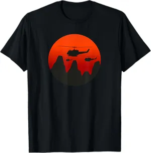 UH-1 Huey Retro Helicopter Vintage Sunset Vietnam Chopper T-Shirt