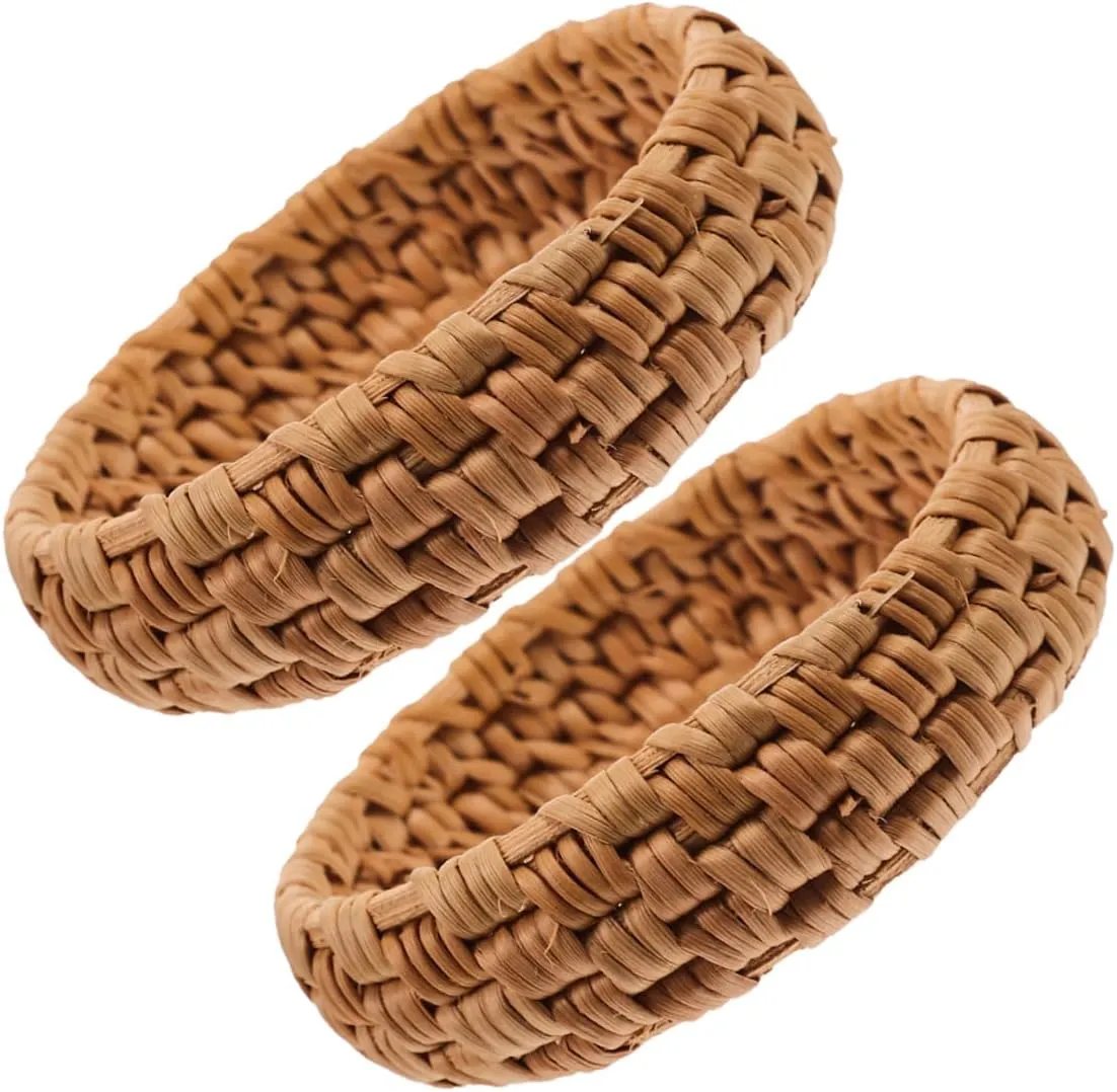 VANZACK 2Pcs Vintage Handwoven Bracelets Lightweight Woven Bangles for Summer Parties and Daily Wear Handmade Wooden Jewelry for Women