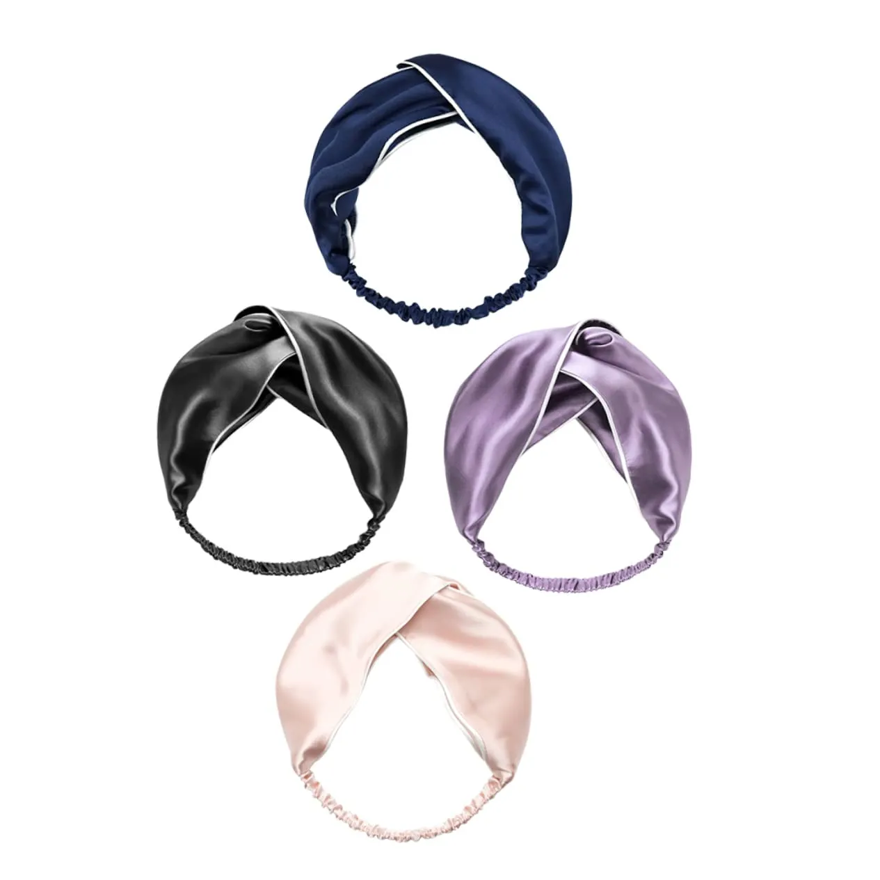 VICASKY 4 Pack Silk Headbands Wide Brimmed Decor Headbands for Women Elastic Hair Bands for Ponytail Yoga Workout Random