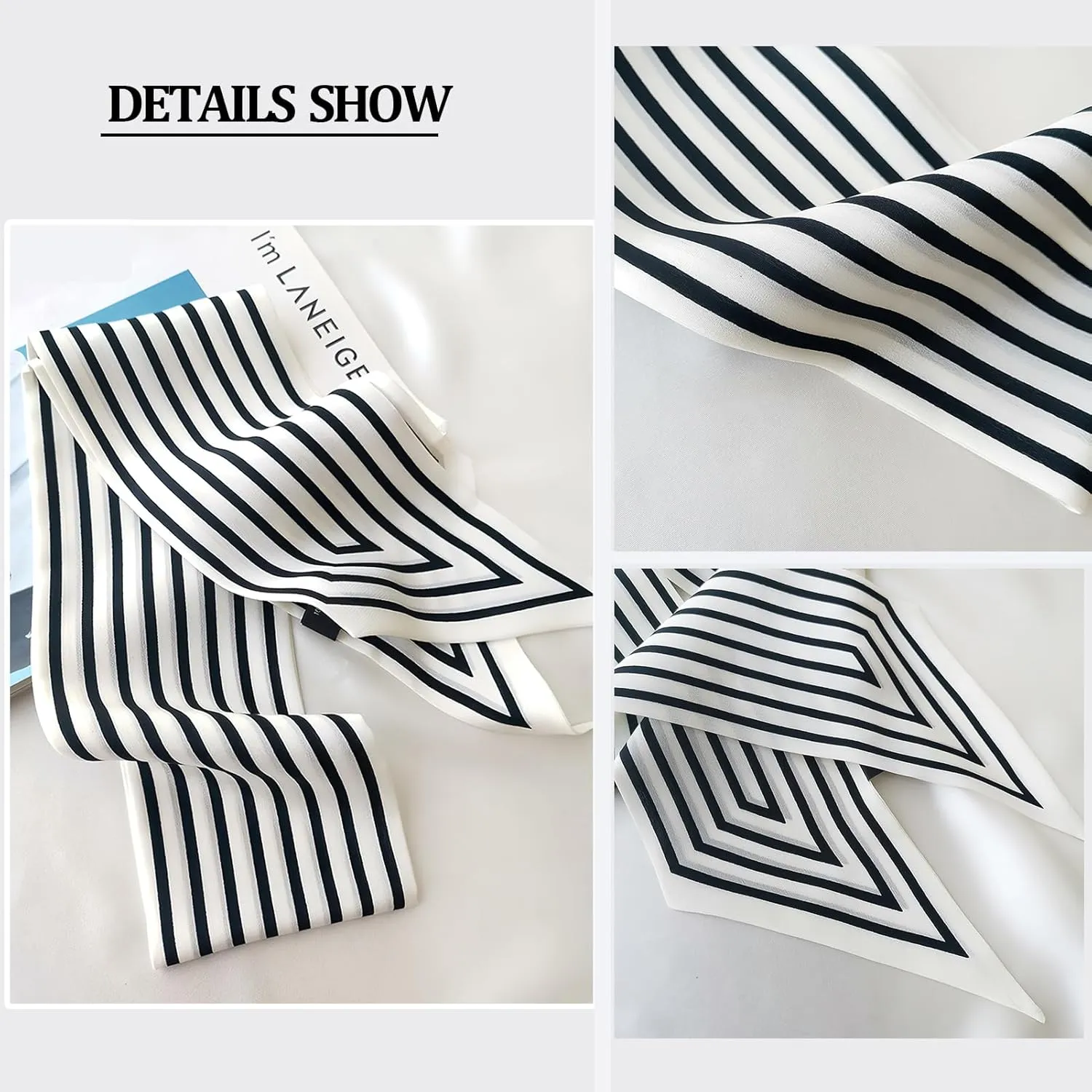 vimate Hair Scarf for Women Fashion Satin Silky Feeling Neck Scarf Bag Purse Scarf for Handbag Handle Etc