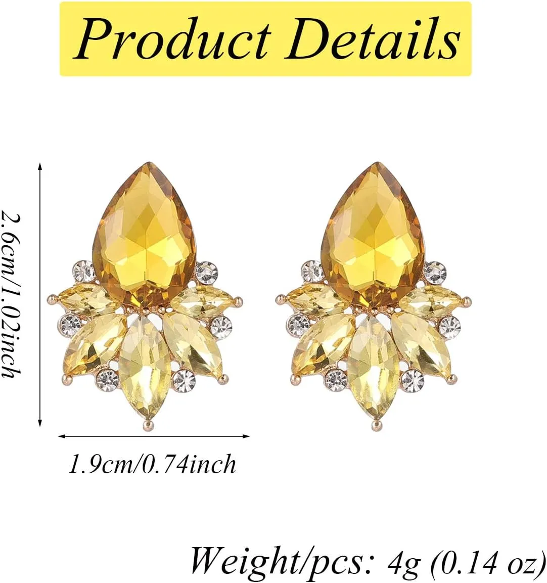 Vintage Rhinestone Earrings Fancy Crystal Cluster Drop Earrings Art Deco Earrings for Women