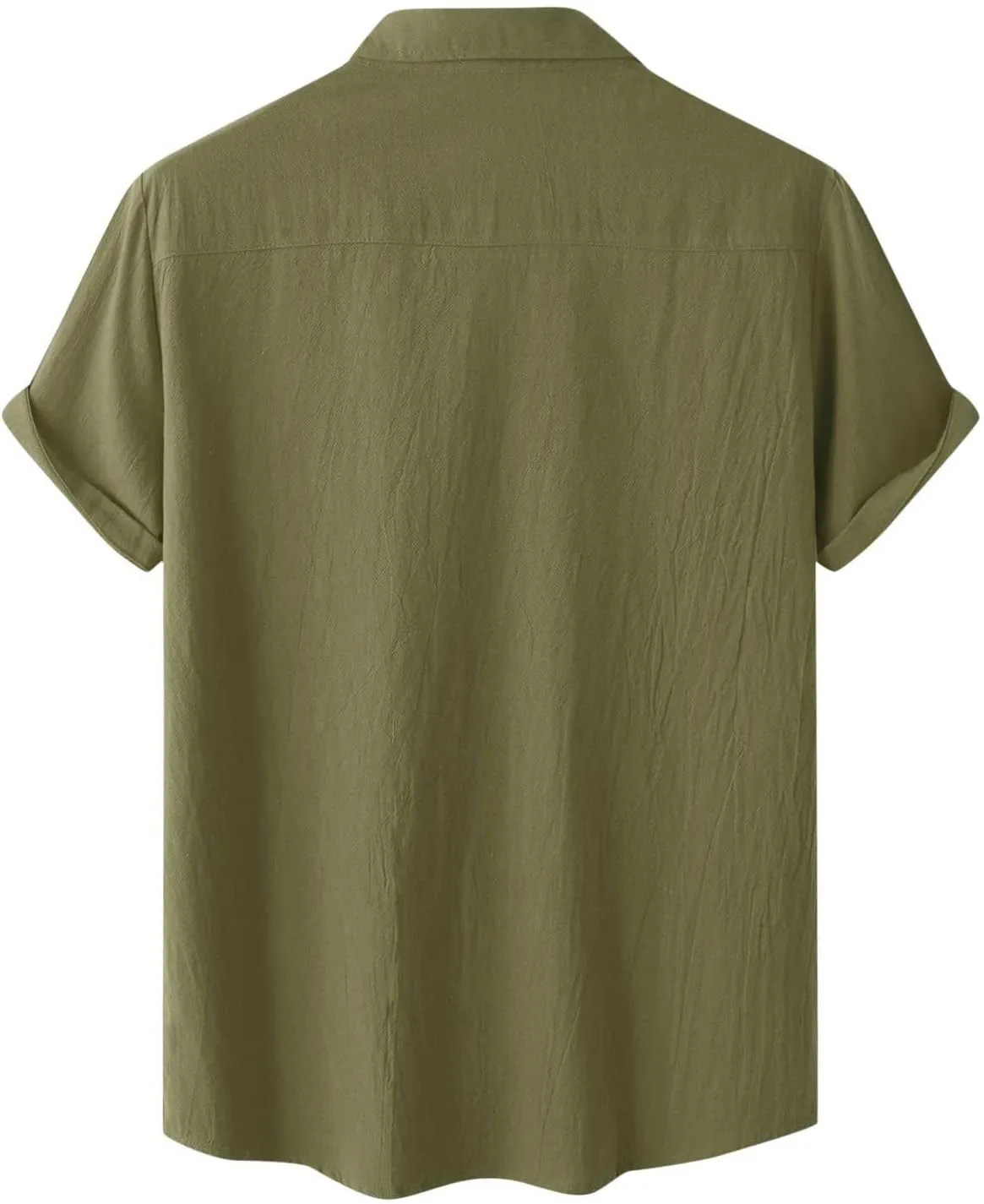 Wankang Mens Casual Button-Down Shirts Short Sleeve Linen Collared Pockets T-Shirts Summer Beach Hawaiian T Shirt for Men