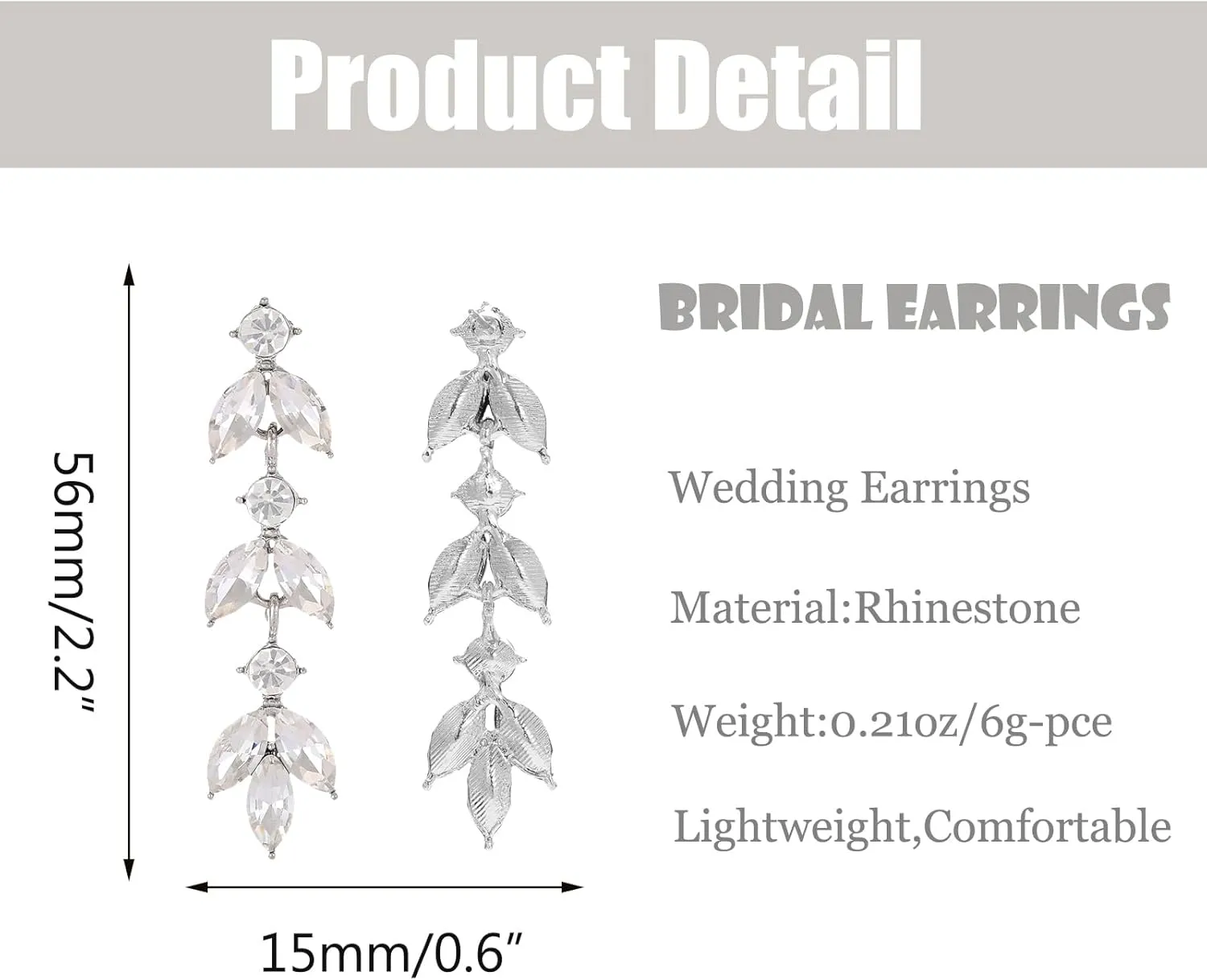 Wedding Rhinestone Dangle Earrings Elegant Bridal Crystal Drop Earrings for Women Bridesmaids Guest Party Prom