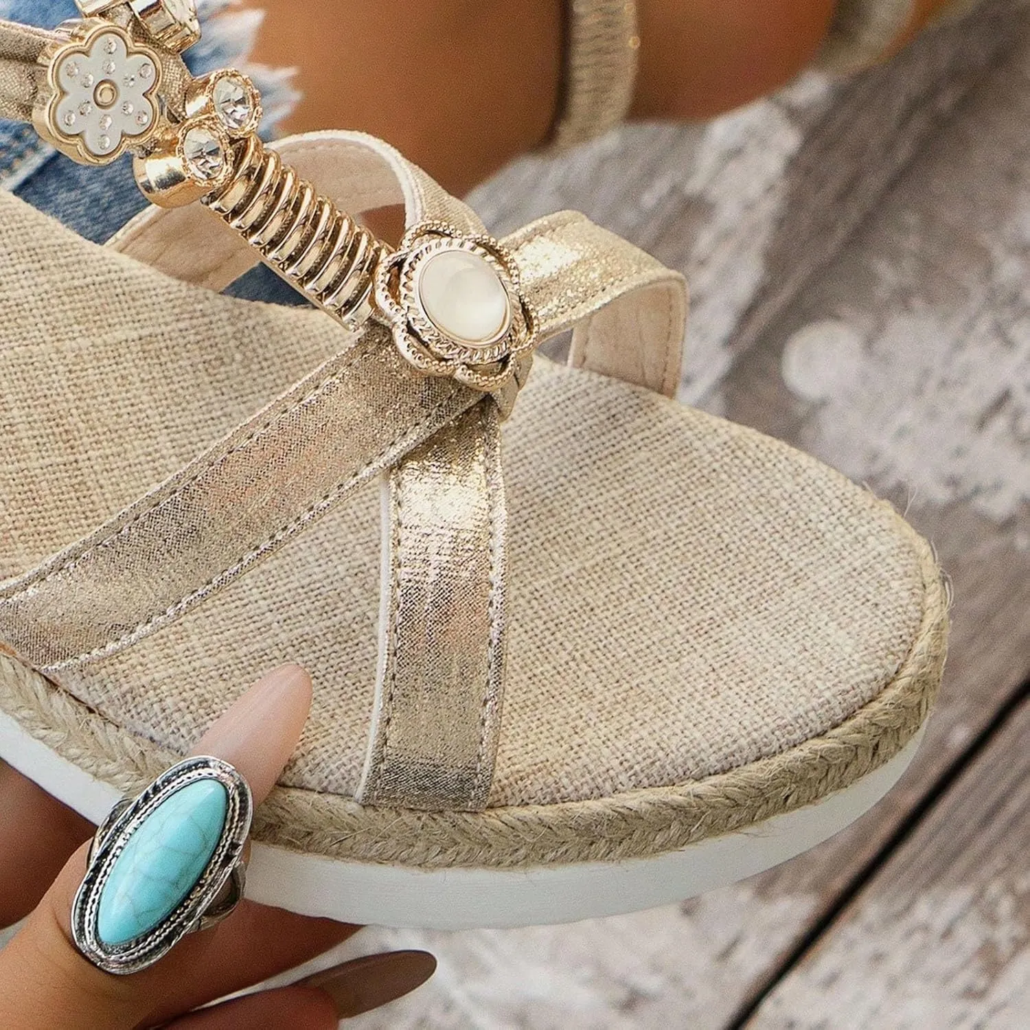 Wedge Sandals Women Espadrille Braided Platform Sandals for Women Dressy Summer Fashion Bohemian Slip On Wedge Shoes