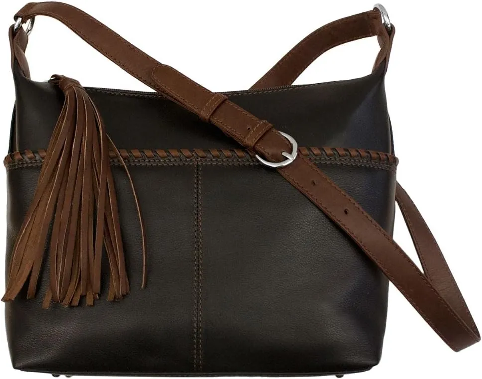 Whipstitched Leather Hobo Handbag