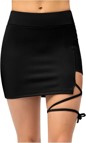 White Skirts for Women Side Lace Up Notch Skirt Sexy Pure Lightweight Soft Comfort Summer Beach Skirts 2025 Outfit