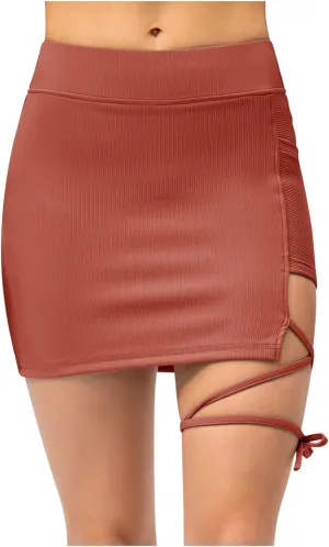 White Skirts for Women Side Lace Up Notch Skirt Sexy Pure Lightweight Soft Comfort Summer Beach Skirts 2025 Outfit