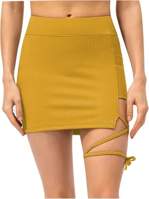 White Skirts for Women Side Lace Up Notch Skirt Sexy Pure Lightweight Soft Comfort Summer Beach Skirts 2025 Outfit