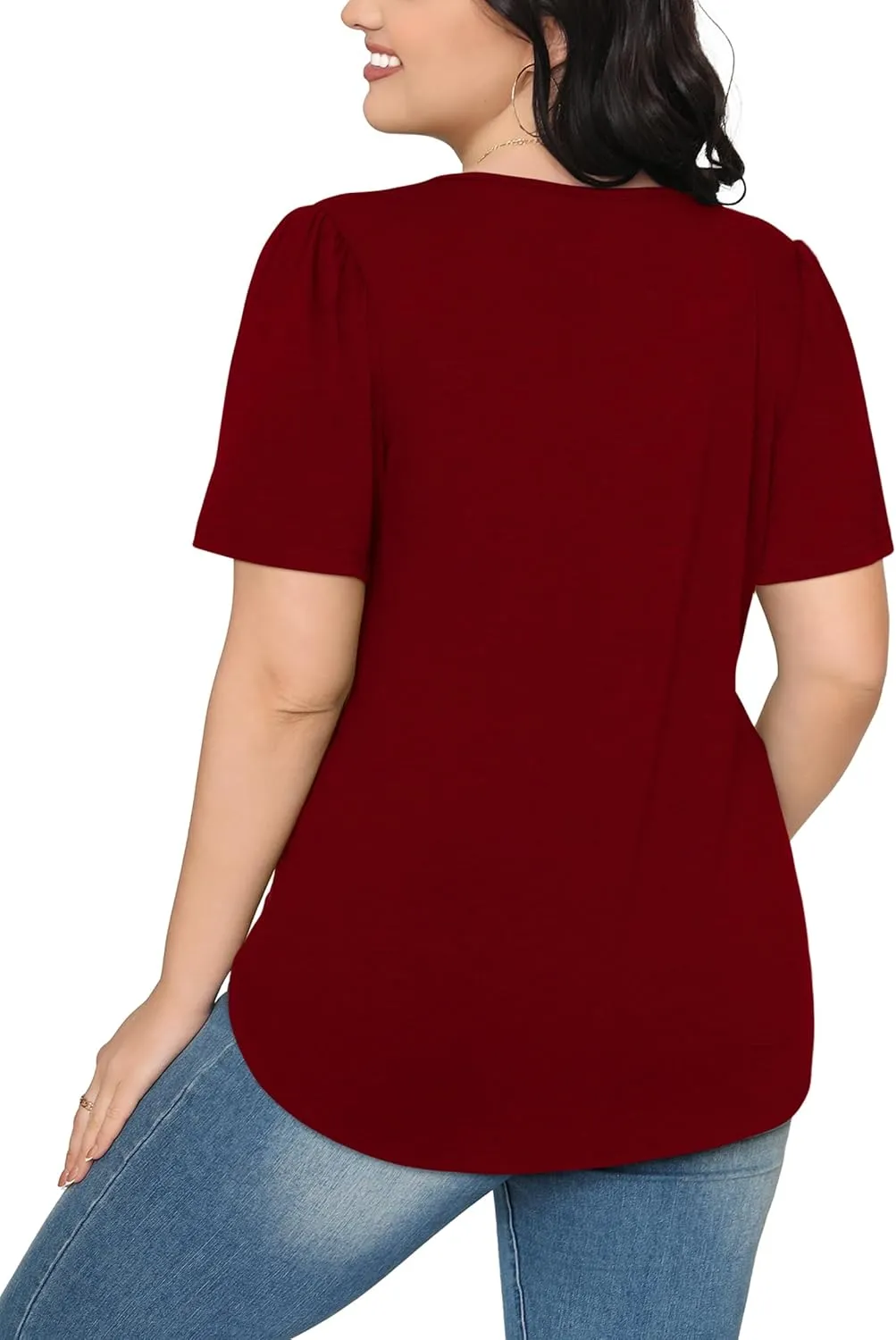 WIHOLL Short Sleeve Shirts for Women Summer Dressy Casual Tops Pleated Front