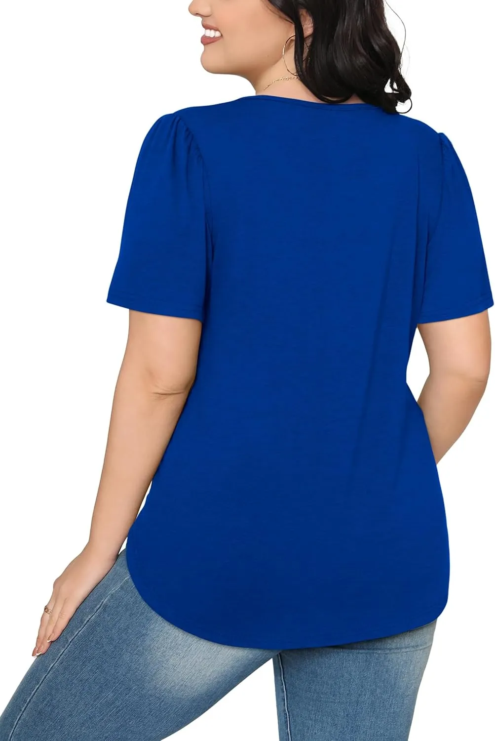 WIHOLL Short Sleeve Shirts for Women Summer Dressy Casual Tops Pleated Front