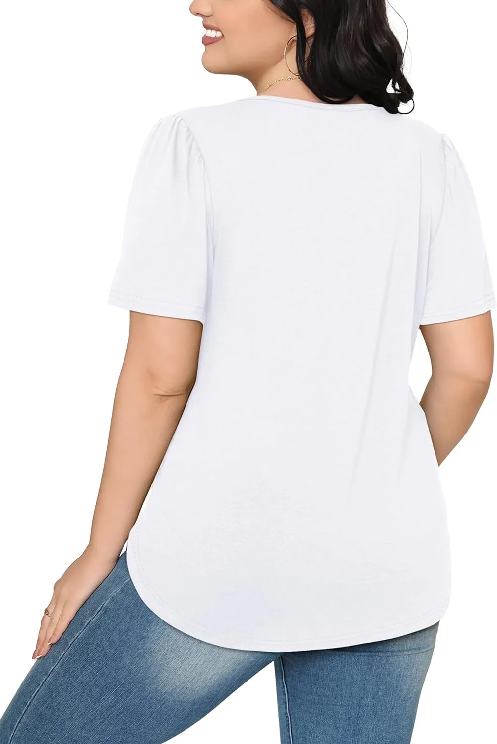 WIHOLL Short Sleeve Shirts for Women Summer Dressy Casual Tops Pleated Front