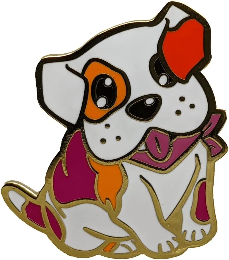 WLW Lesbian Pride Puppy Dog Enamel Pin in Sunset Lesbian LGBT  Flag Colors | Subtle Pride Jewelry