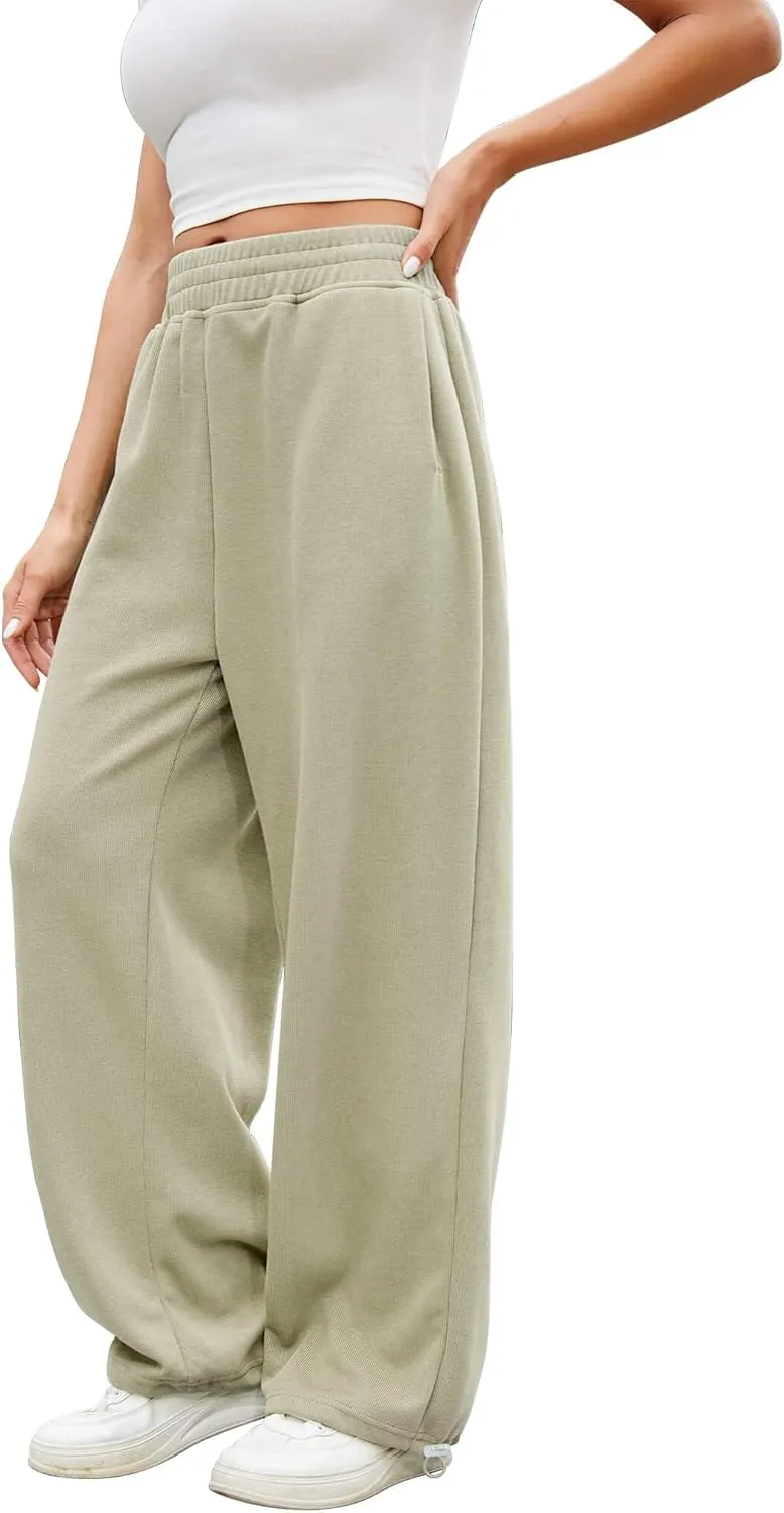 Women Baggy Sweatpants Casual Wide Leg Drawstring Athletic Fit Joggers Lounge Pants Trousers with Pockets 2024