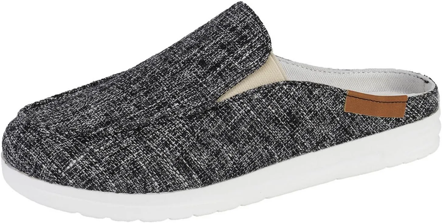 Women Canvas Mules Fashion Slip On Backless Sneakers Memory Foam Comfortable Loafers Casual Shoes Slide