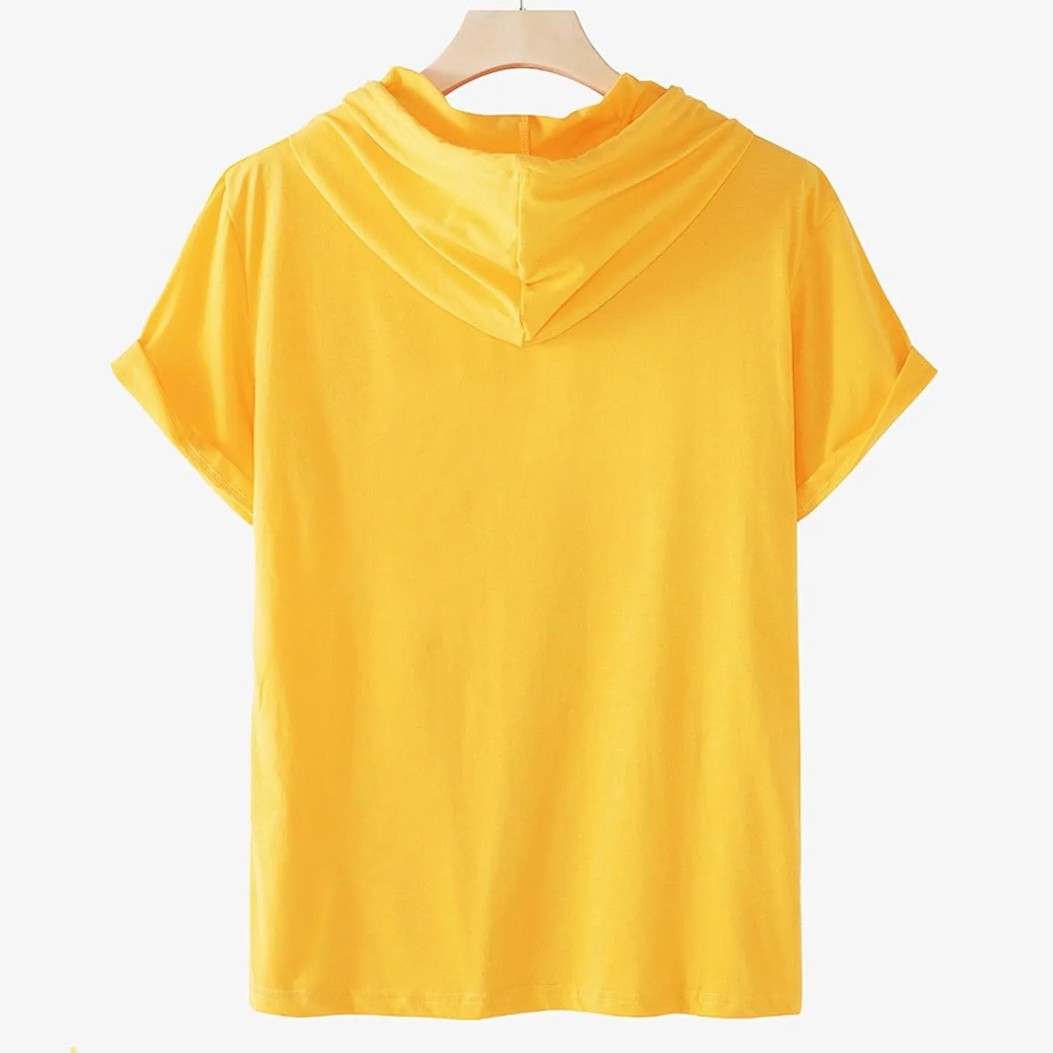 Women Casual Athletic Tops Summer Short Sleeve Hoodie Sweatshirts Spring Drawstring Hooded Pullover Sports Tops