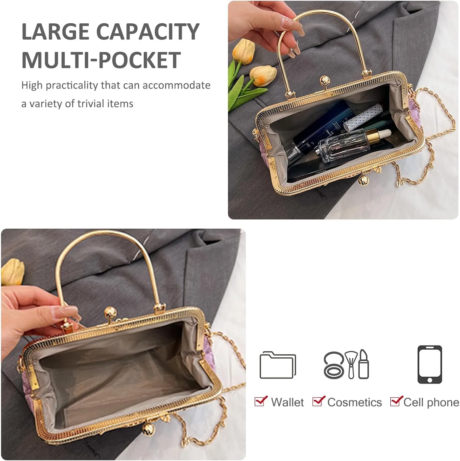 Women Clutch Purses Ladies Evening Bag Handbag Crossbody Shoulder Grab Luxury Clutch Party Wedding Bags