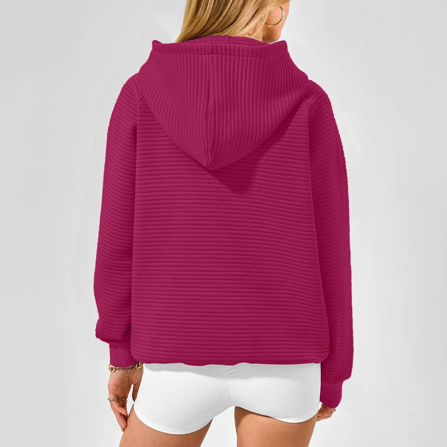 Women Hoodies Casual Hooded Oversized Sweatshirts with Large Pocket Raglan Long Sleeve Loose Solid Pullover Tops