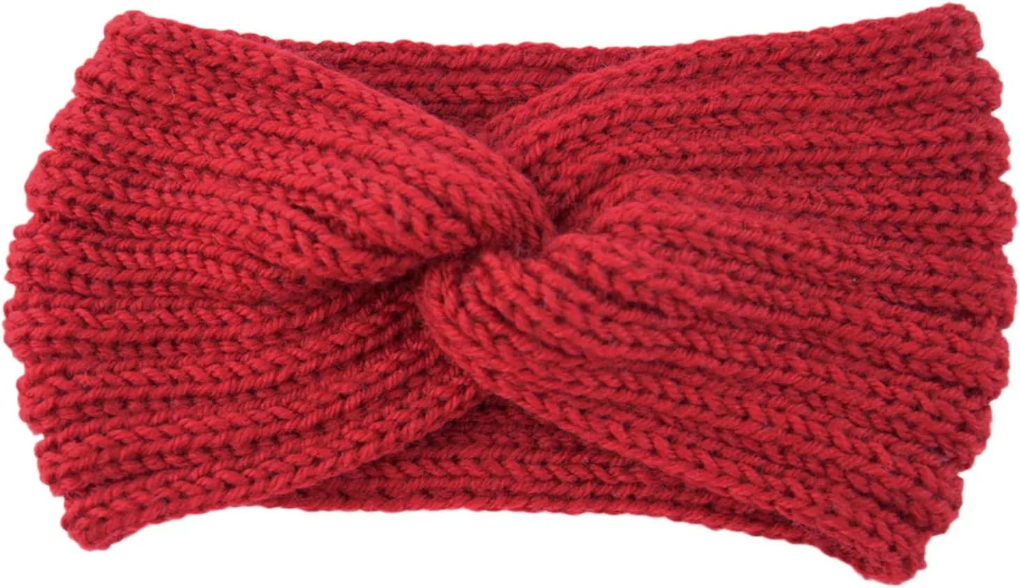 Women Mens Knitted Headbands Knotted Elastic Thermal Hairband Sport Yoga Workout Running Head Cover Lady (Red, One Size)