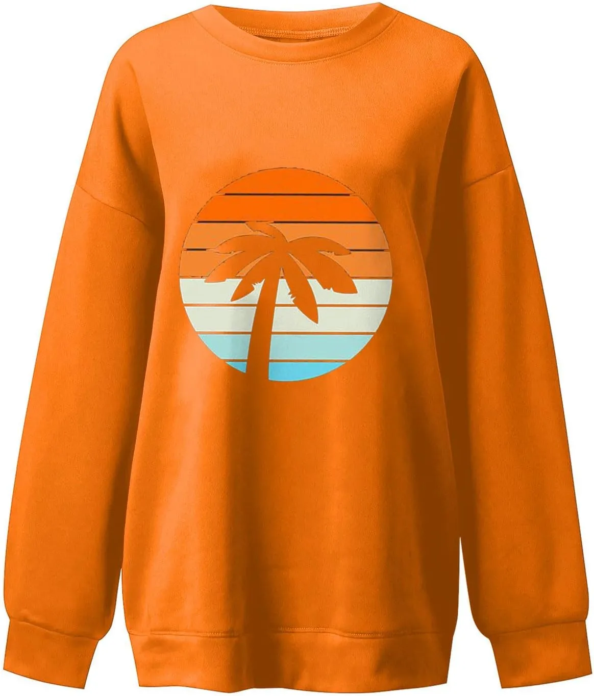 Women Oversized Tropical Palm Trees Graphic Sweatshirts Beach Vintage Style Fashion Long Sleeve Crewneck Pullovers