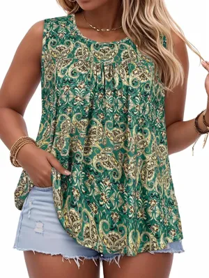 Women Plus Size Tank Top Casual Summer Tops Loose Fit Sleeveless T Shirts Trendy Crewneck Tunic Tees