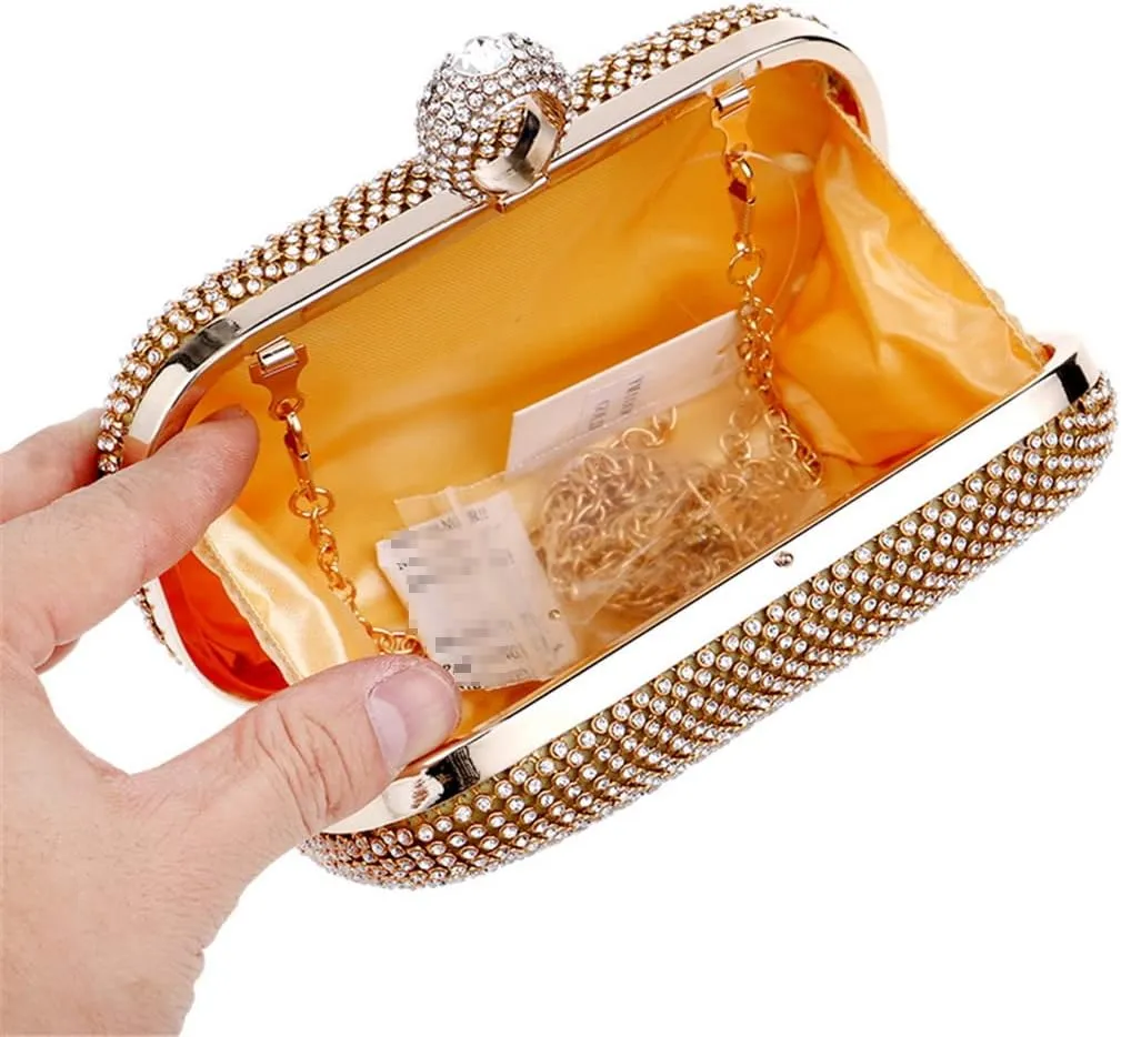 Women Rhinestones Clutch Bag Finger Ring Diamonds Evening Bags Party Bridal Wedding Shoulder Handbags