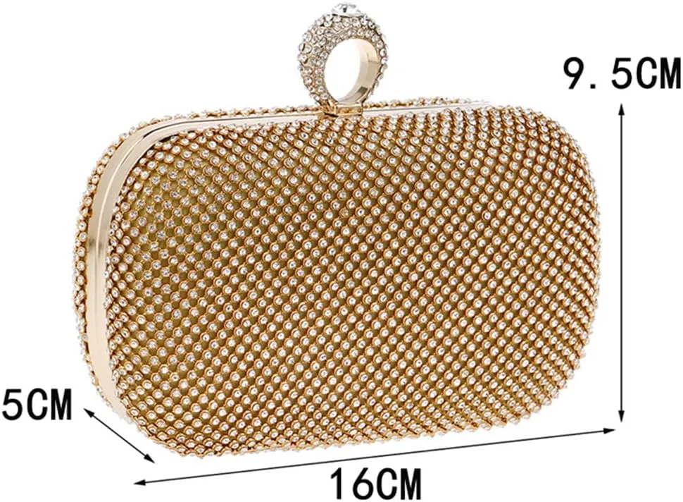 Women Rhinestones Clutch Bag Finger Ring Diamonds Evening Bags Party Bridal Wedding Shoulder Handbags