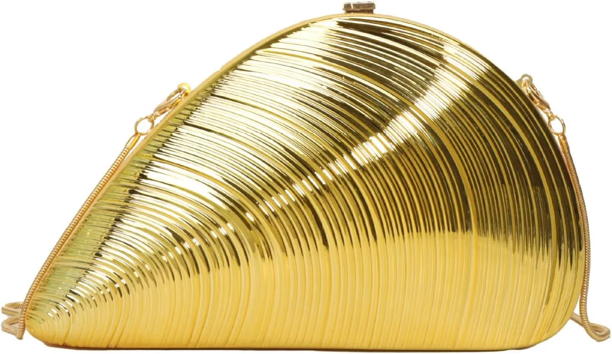 Women Seashell Acrylic Evening Clutch Bag Glitter Purse Handbag Chain Shoulder Bag for Wedding Party Prom