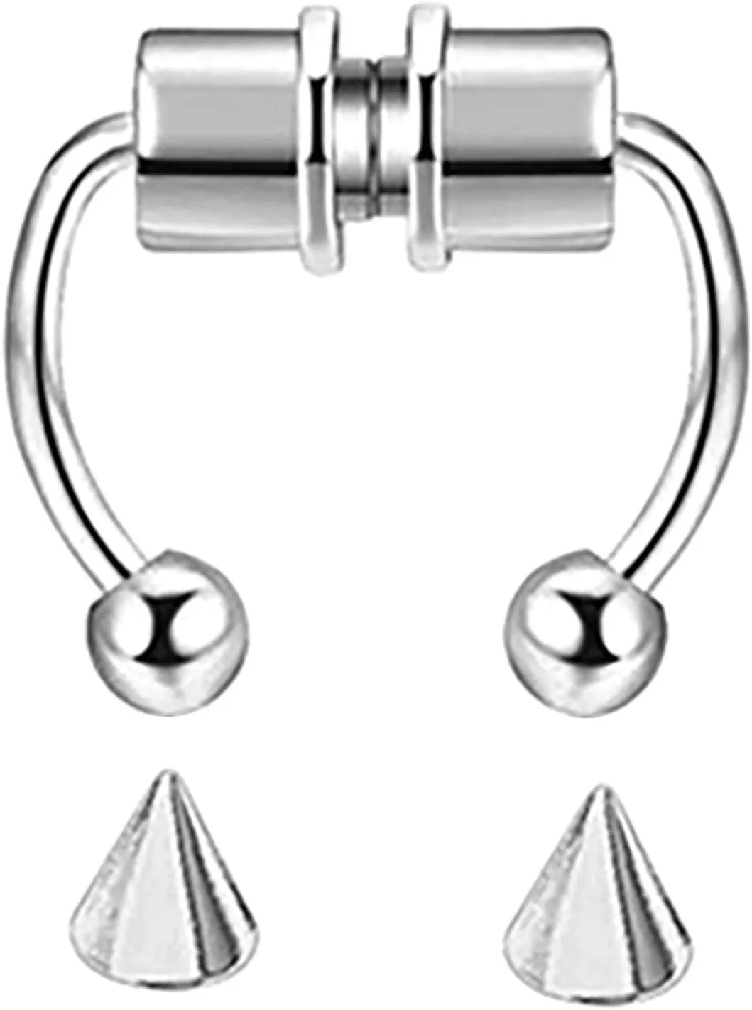 Women Simple Dainty Stackable- Men Statement Jewelry Titanium Non-Perforated Nose Nose False Ring Nose Steel Accessory Aesthetic Punk Y-2K Girl Mom Gifts (A, One Size)