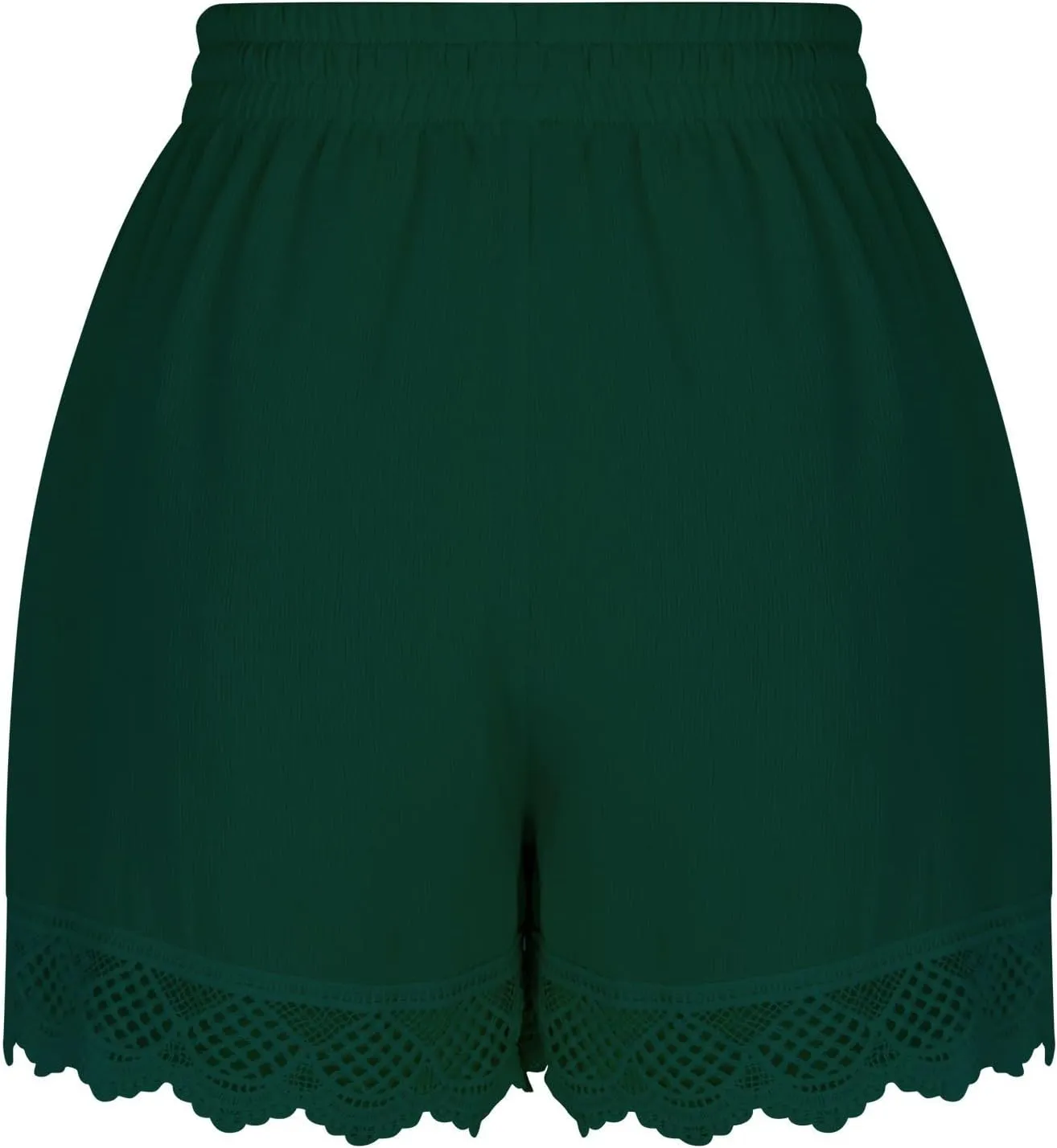 Women Summer Shorts Lace Trim Plus Size Casual Elastic Waist Wide Leg Lounge Shorts Bermuda Shorts