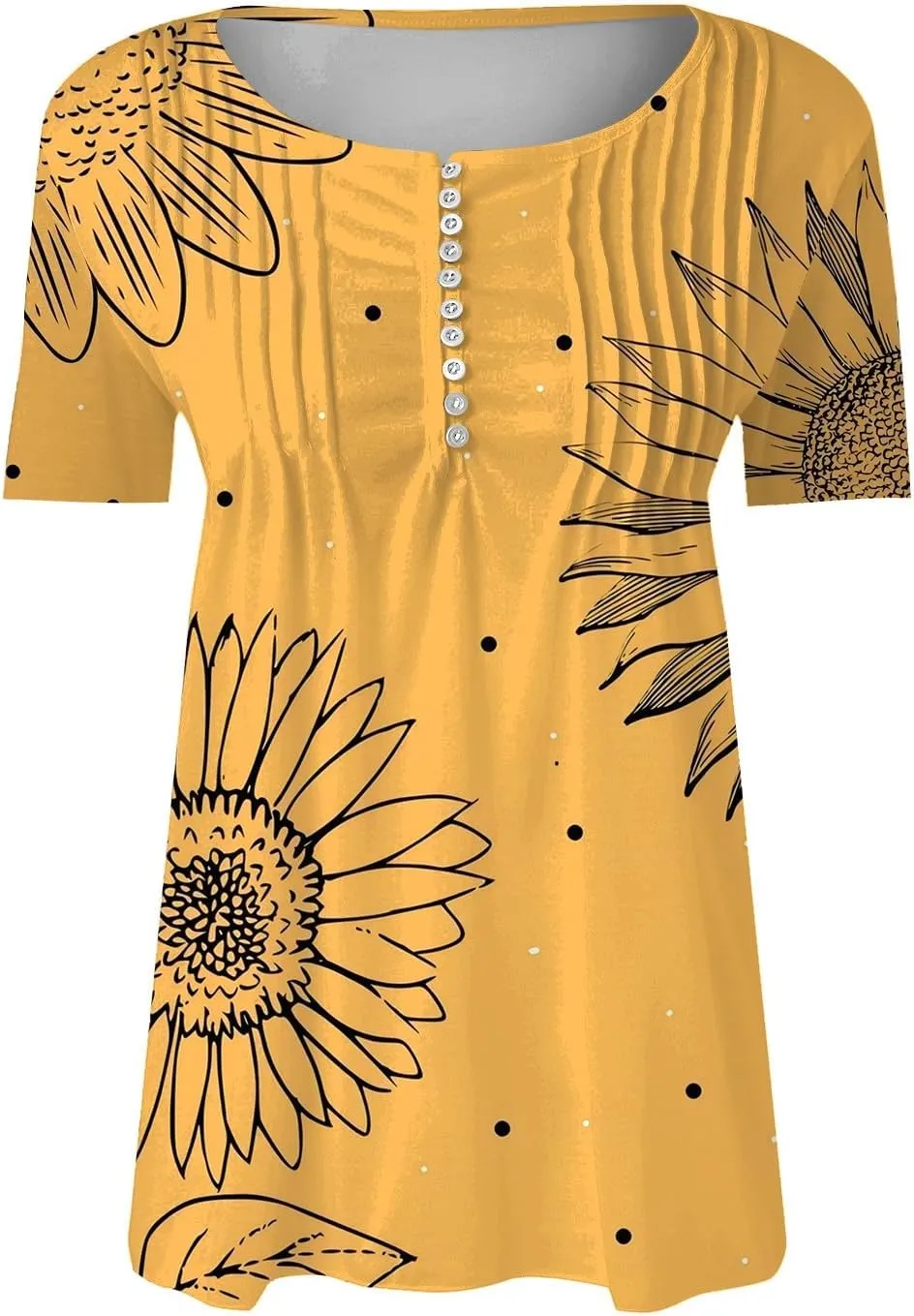 Women Summer Tops 2025 Fashion Short Sleeve V Neck Button Tshirt Boho Floral Printed Causal Dressy Waist Tighten Tee
