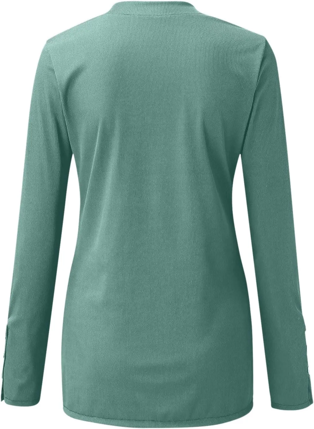 Women's 2023 Fall Long Sleeve Henley T Shirts Button Down Slim Fitted Tops Scoop Neck Ribbed Knit Casual Basic Shirts