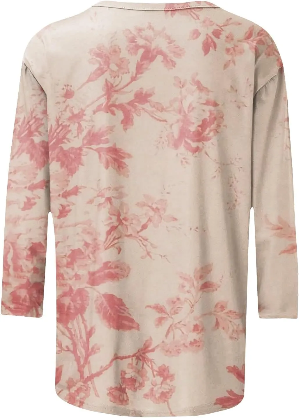 Womens 3/4 Sleeve Tops 2025 Spring Summer Print Round Neck Shirts Loose Fit Fashion Three Quarter Sleeve Tshirts
