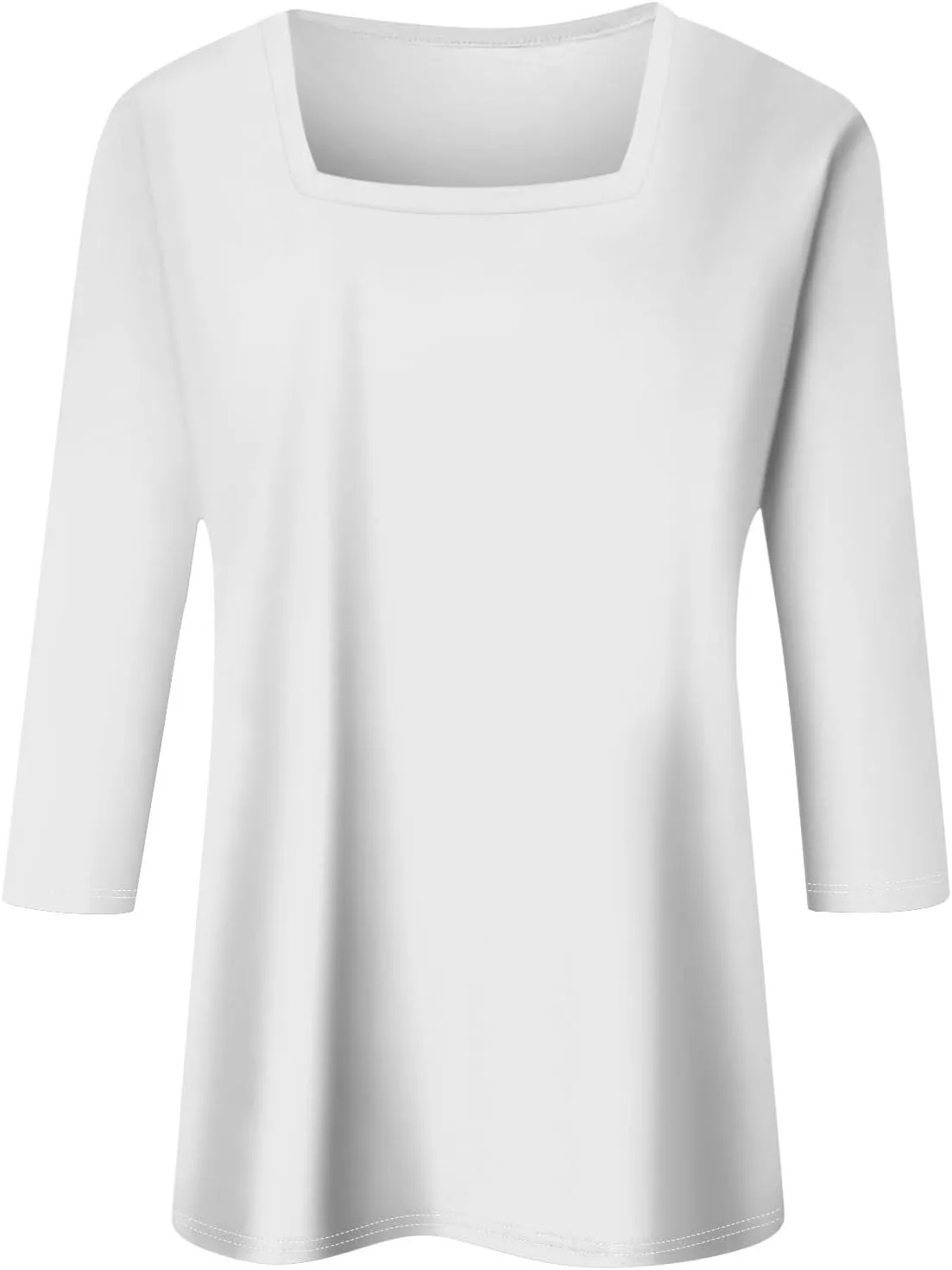Womens 3/4 Sleeve Tops and Blouses Square Neck Holiday Cute Shirts Dressy Casual Three Quarter Workout Tunic Tops