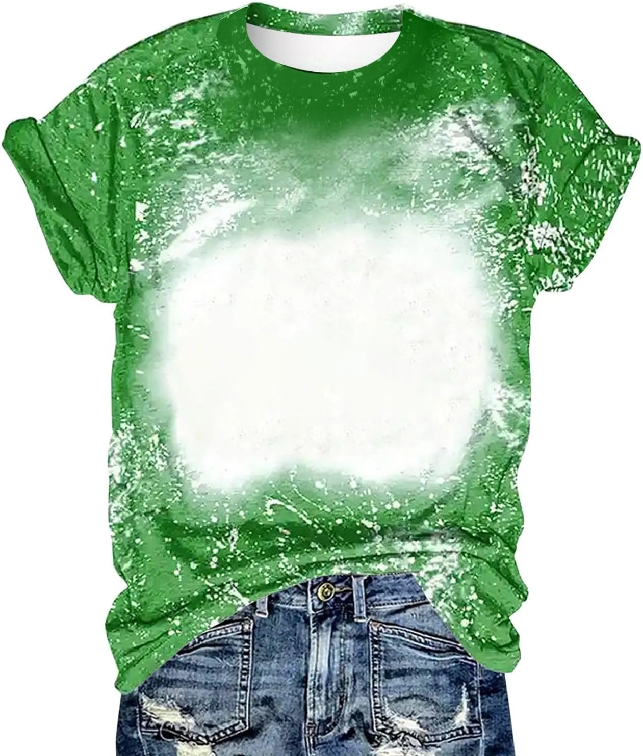 Womens Blank Bleached Shirts for Sublimation Casual Loose Short Sleeve Summer Tops Polyester Tshirt Sublimation Ready